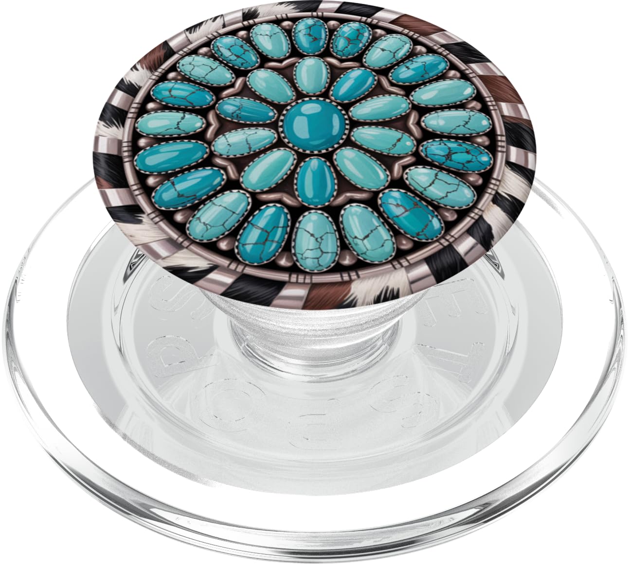 Turquoise Western Concho Style Boho Graphic Pattern Art PopSockets PopGrip for MagSafe