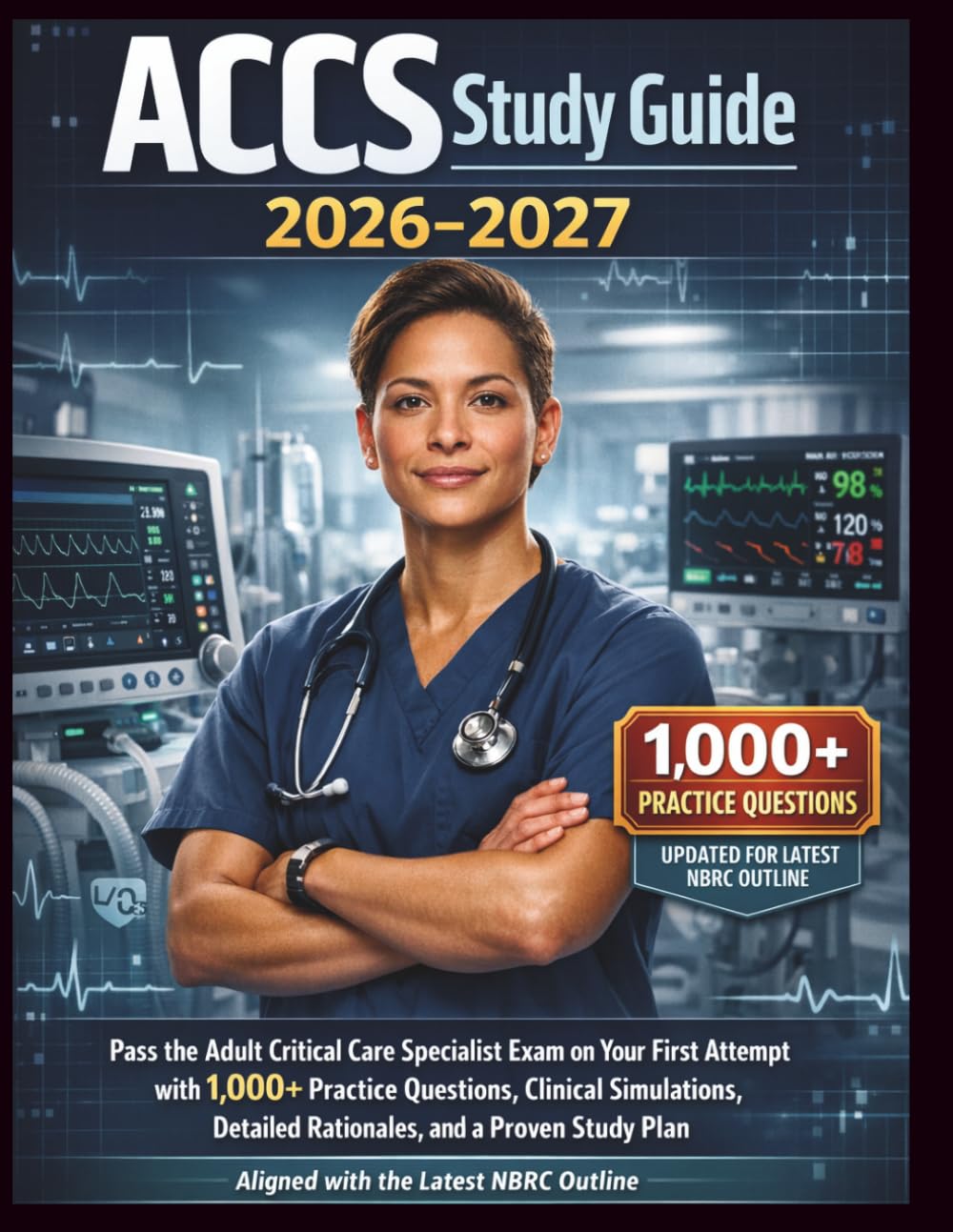 ACCS Study Guide 2026–2027: Pass the Adult Critical Care Specialist Exam on Your First Attempt with 1,000+ Practice Questions, Clinical Simulations, ... Plan Aligned with the Latest NBRC Outline