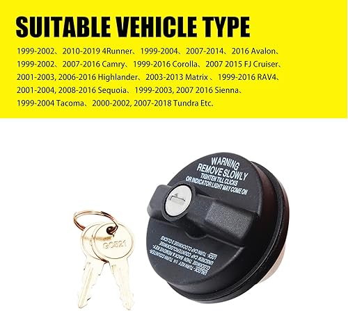 Miniatura 4 de Fogfar 1 tapa de gas con bloqueo, bloqueo del tanque de combustible, cubierta de combustible para reemplazar 77300-47020 10504, compatible con