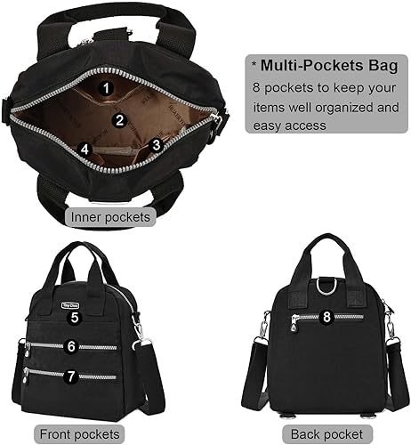 Miniatura 5 de Bolsas Hobo con múltiples bolsillos con correas ajustables para mujer, bolsos de mano, bolsos cruzados, bolso de viaje