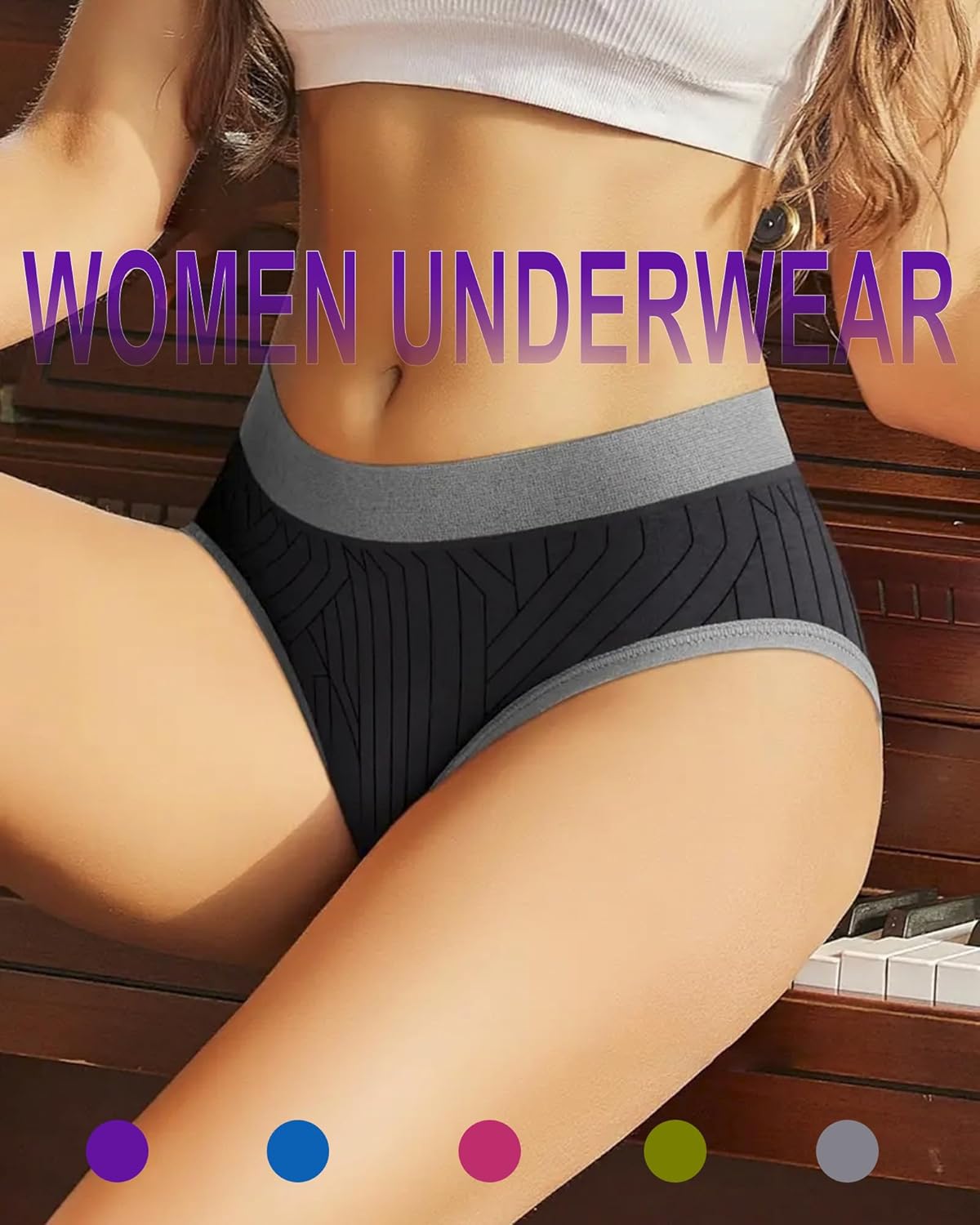 Women's Underwear Low Waist Full Coverage Briefs Soft Breathable Panties Ladies Stretch Underpants 5 Pack - Image 5