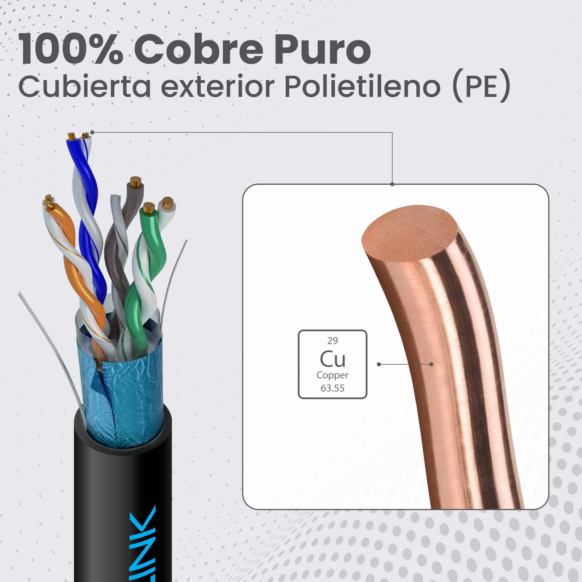 EXTRALINK Cable Ethernet 100M CAT5e para exteriores, Cable Red LAN– 100% cobre, F/UTP apantallado, compatible con PoE, UV resistente, con funda exterior de PE duradera y resistente a la intemperie