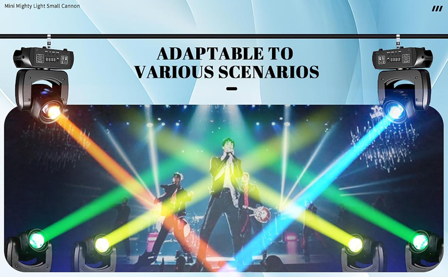 MINGJIE 120W Moving Head DJ Lights, 18-Facet Prism Stage Lighting with 8 Gobos & 8 Colors, DMX512 Sound Activated LED Beam Spot for Wedding, Bar, Party, KTV, Stage Show (Flight case + 2 Lights)