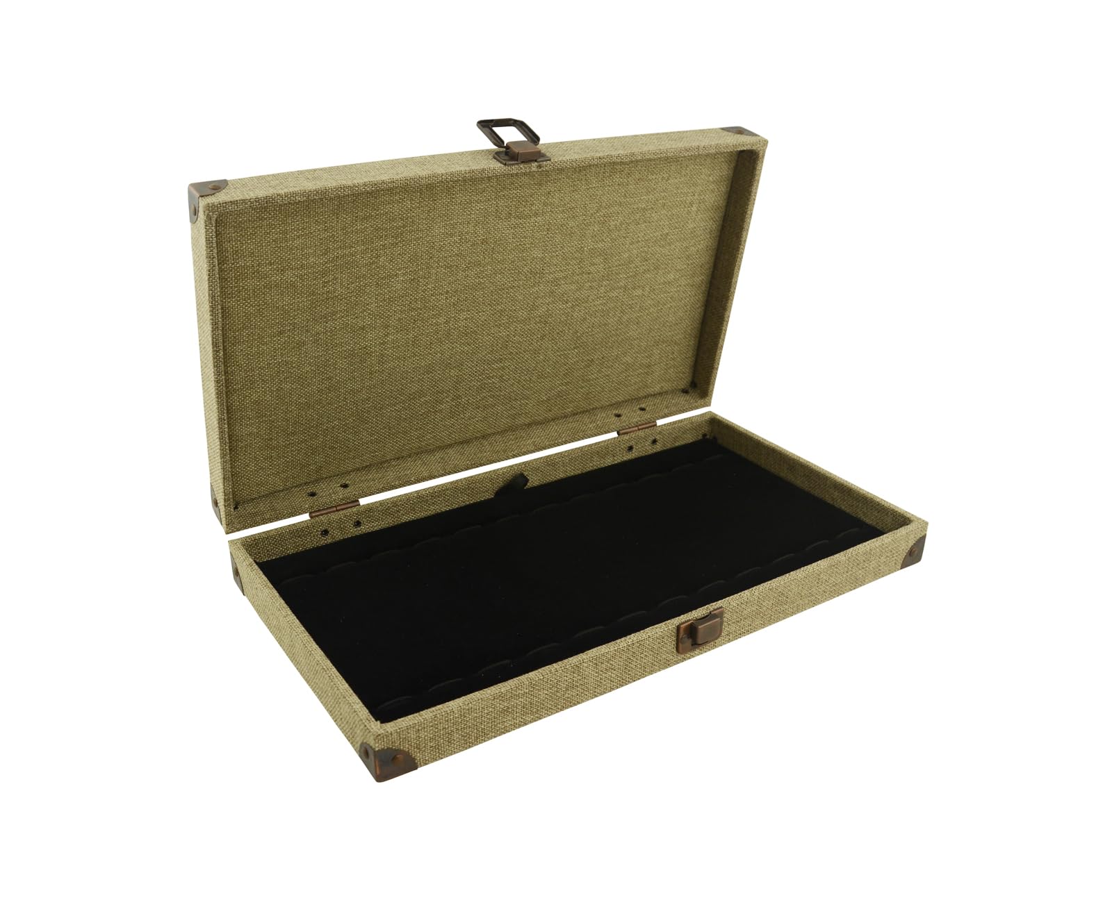 Box Displays Drewniane etui do przechowywania biżuterii z juty z pierścionkiem Chocie of Jewellers, kolczykiem, klejnotem, wkładką do spinki do mankietów (taca z 12 przeszytymi sznurkami, bransoletka