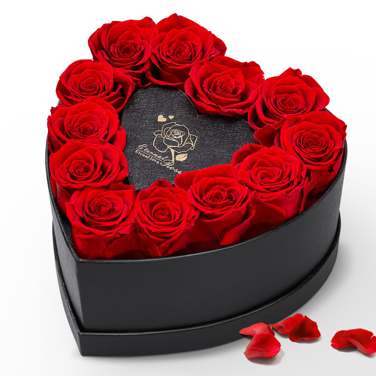 Ariceleo Red 12 Forever Flower Heart-Shaped Box - Preserved Roses, Eternal Gift For Her - Immortal Rose For Delivery Prime, Perfect For Mother's Day, Valentine's Day, Anniversary & Birthday - Romantic