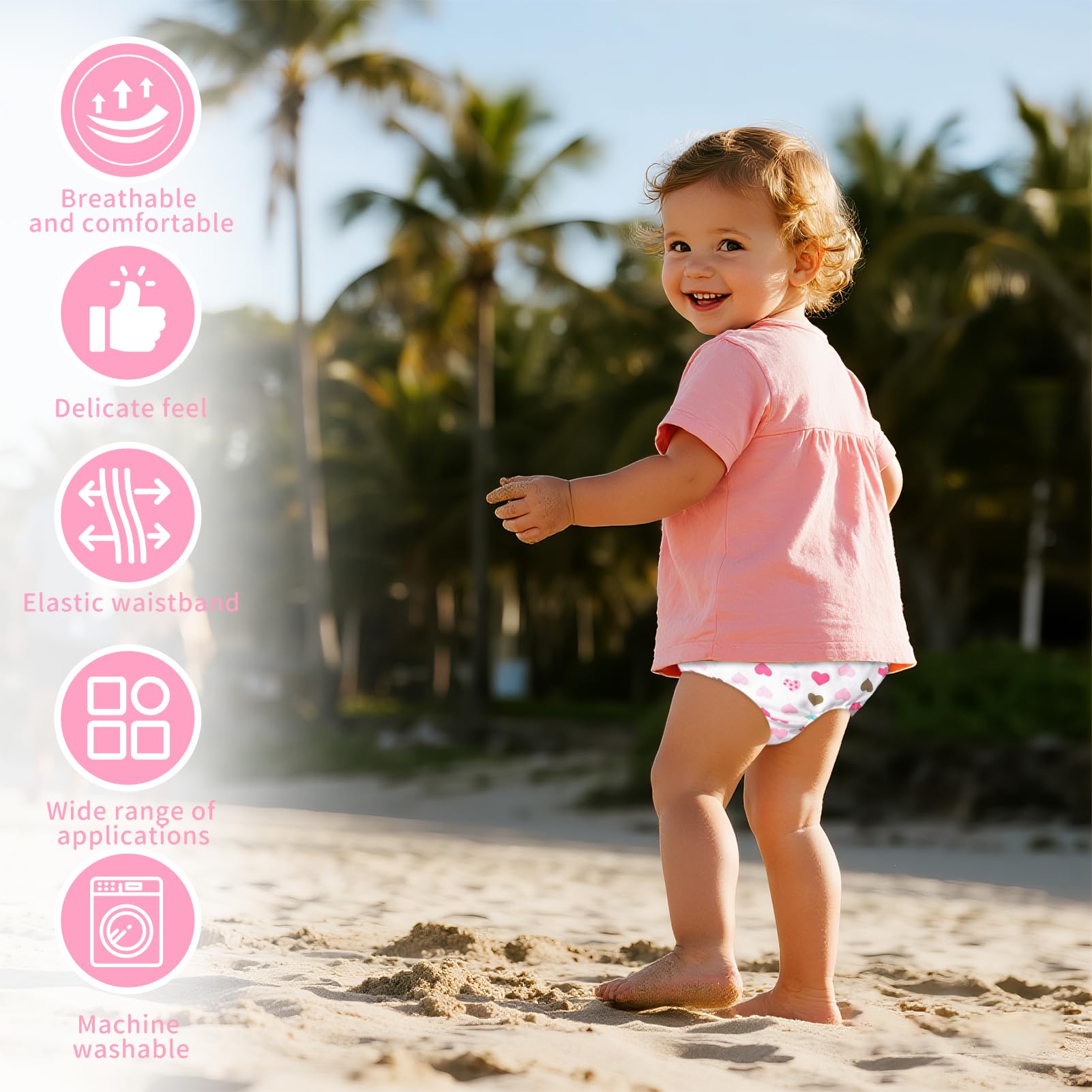 4 Pezzi Apprendimento Rete Traspirante Mutande,Mutandine Apprendimento Bambino,Bambini Cotone Assorbente Pantaloni da Vasino,Riutilizzabile (Rosa)