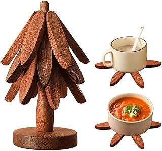 ツリー鍋敷き | 耐熱 折りたたみ パッド,クリスマスツリー 鍋敷き 熱い料理用,キッチンカウンター 食器 鍋 フライパン ボウル ティーポット ダイニングテーブル 農家風 ホームオフィス パーティー用