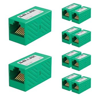 iwillink RJ45 Coupler Ethernet Connector, Female to Female RJ45 Connector for Cat7 Cat6 Cat5e Cat5 Ethernet Cable, Extender Adapter, 10 Pack, Green
