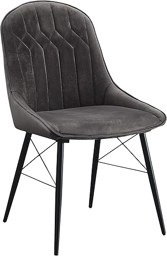 Sillas de comedor para mesa de habitación y sillas de asiento de cocina, juego de 2 sillas laterales tapizadas con diseño capitonado de canal para