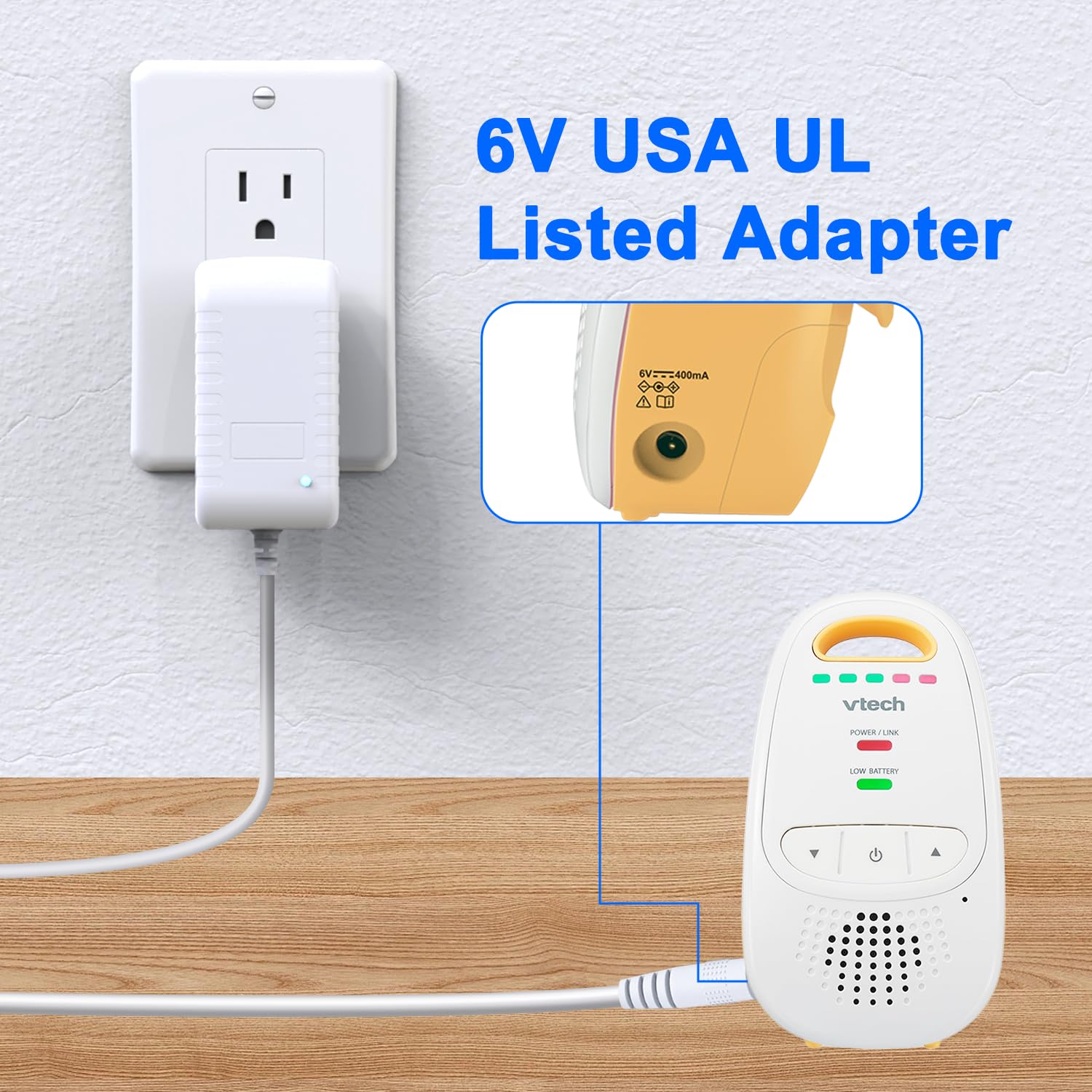 Amazon.co.jp: ユニバーサル6V電源コード。VTechベビーモニターモデル