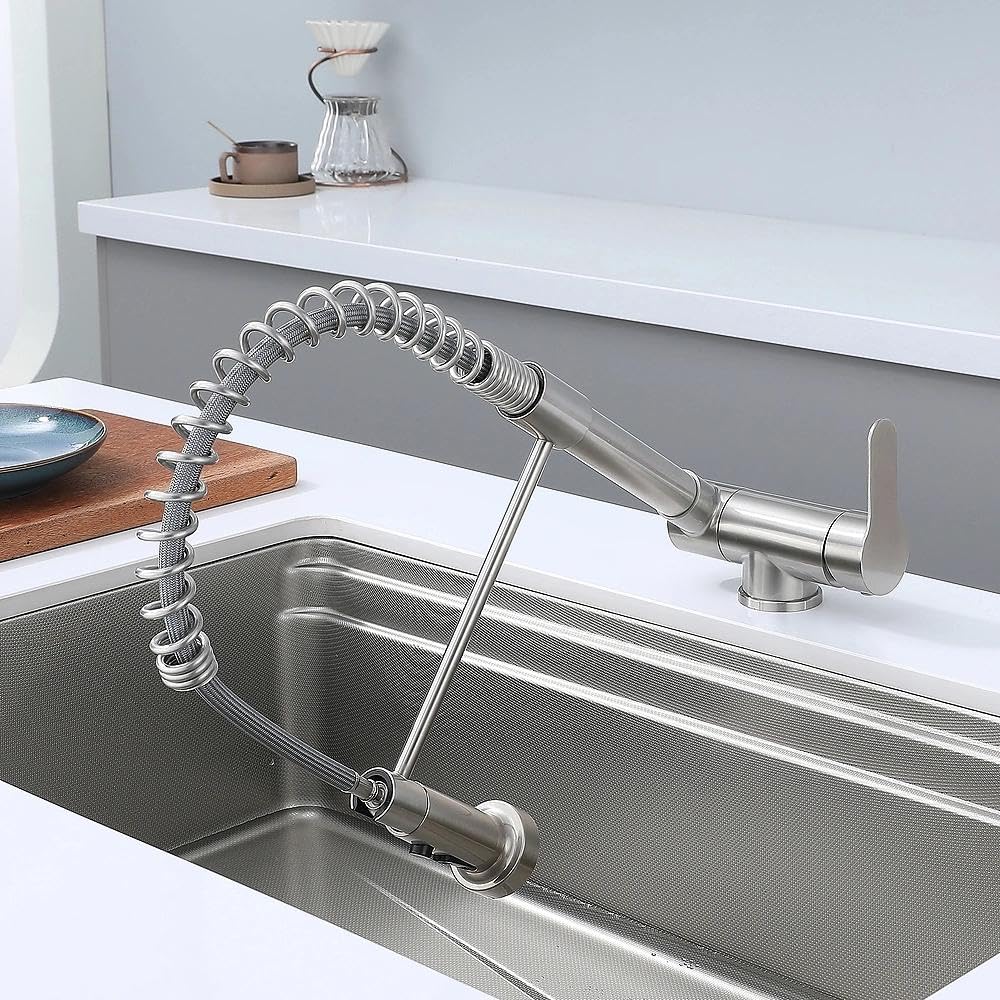 Mitigeur Cuisine Rabattable Inox 304 Brossé Pivotant 360°