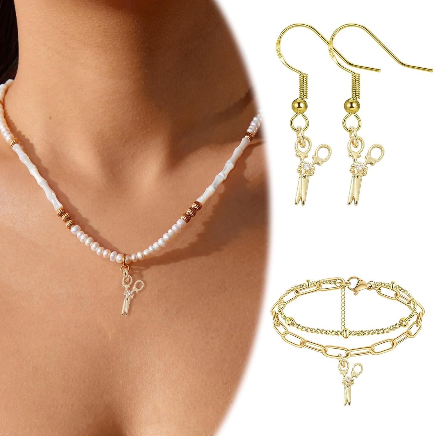 KitBeads 10Pcs Gold Plated Scissors Charms Brass Micro Pave Sewing Mini Tool Cubic Zirconia Charm for Jewelry Making Bracelets Necklaces Earrings Crafts - Image 7