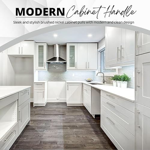 Miniatura 2 de Flexzion Paquete de 1 manija de puerta de gabinete de 4 pulgadas, manijas de gabinete de acero inoxidable plateado con acabado de níquel cepillado,
