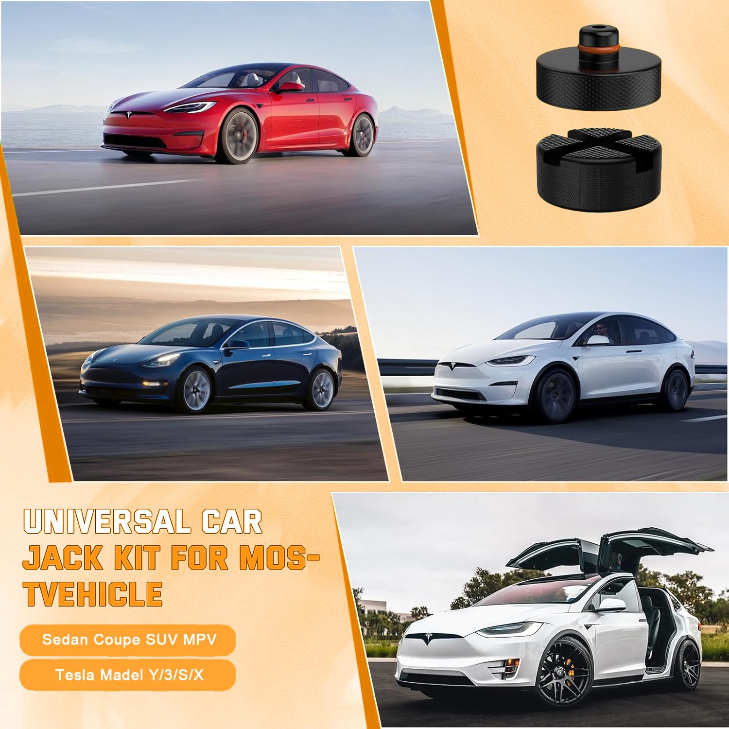 Cric Auto 2,5T, Cric Idraulico Alternativo, Sollevatore Auto con Tamponi Gomma Universale e per Tesla, Cric a Forbice, Cavalletti Auto per SUV e Berline(2.5T-SY)