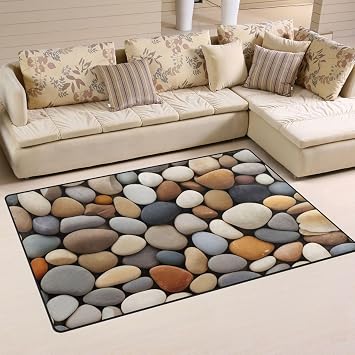 River Rocks Area Rug, 6039 INCH Washable Indoor Outdoor Floor Carpet Rugs, Home Decor for Living Dinning Room Bedroom Kitchen