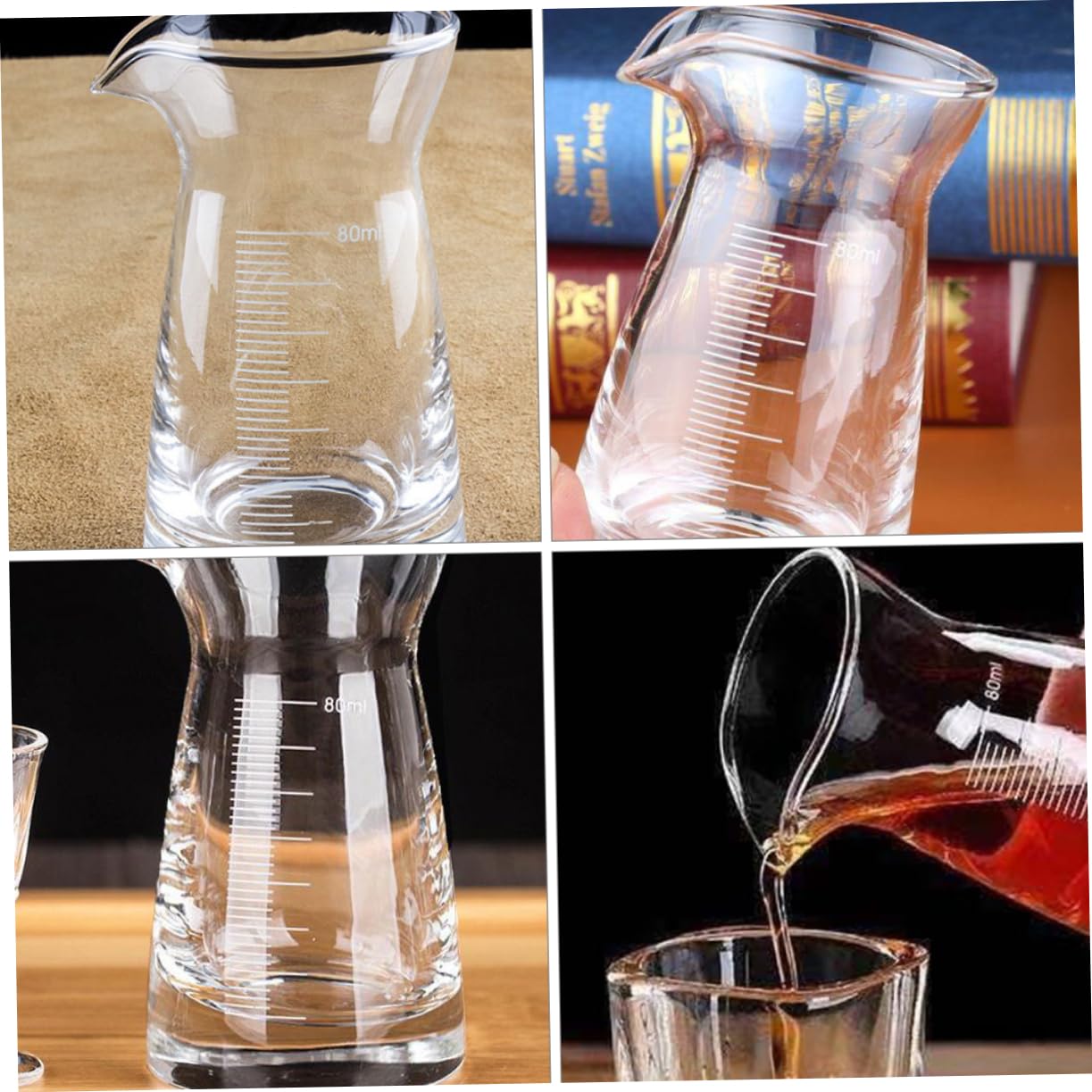 Garneck Caraffe Graduate in da 80 Ml Misurino per Liquidi Brocca Graduata Becher Tazze per La Misurazione di Liquidi Tazza per La Miscelazione E La Misurazione