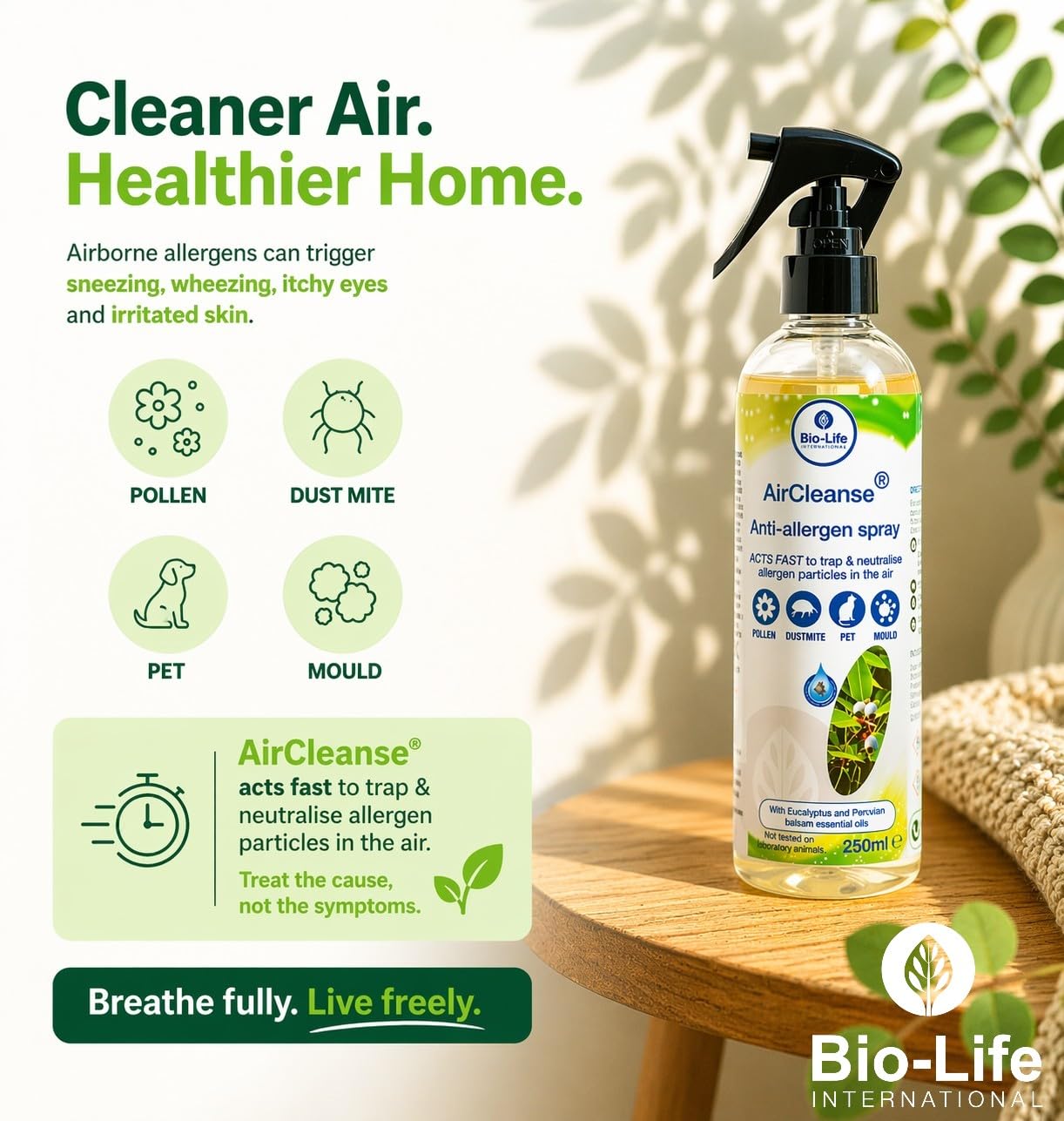 Aerosol AirCleanse para perros, gatos, ácaros, polen y alérgenos de moho