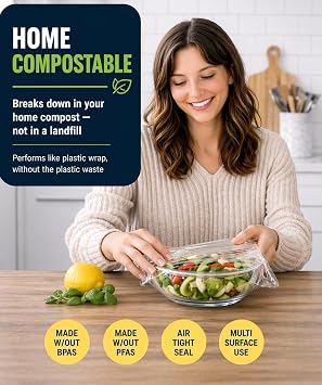 Lunchskins Home Compostable Cling Wrap for Food, 100 Sq Ft