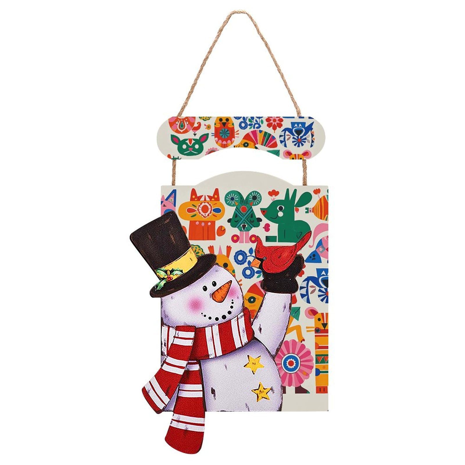 Image en bois à suspendre Noël peinture Otomi premium