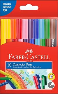 Faber-Castell Eğlenceli Keçeli Kalem 10 Renk, Bağlanabilir Kapak, Dayanıklı ve Parlak Renkler, Su Bazlı Mürekkep, Çocuklar İçin Güvenli