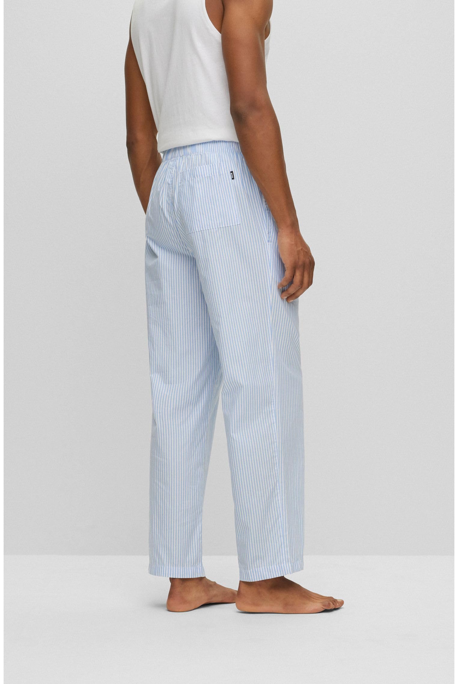 BOSS Herren Stripe Pants Gestreifte Pyjama-Hose aus Baumwoll-Popeline mit Logo-Stickerei