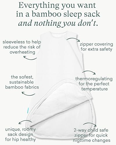 Miniatura 2 de Saco de dormir súper suave 1.0 TOG, saco de dormir de viscosa de bambú premium para bebé, saco de dormir con cremallera de 2 vías, manta portátil