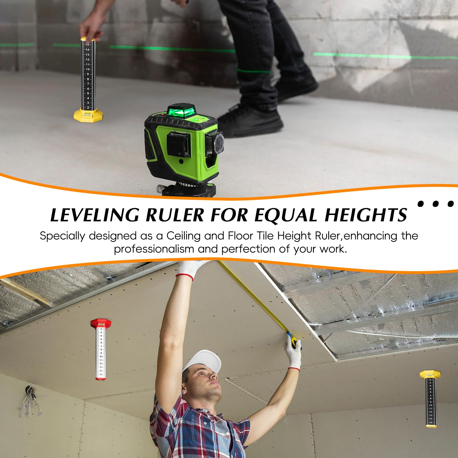 Snapklik.com : SAMIQU 2Pcs Ceiling And Floor Tile Ruler - Leveling Ruler