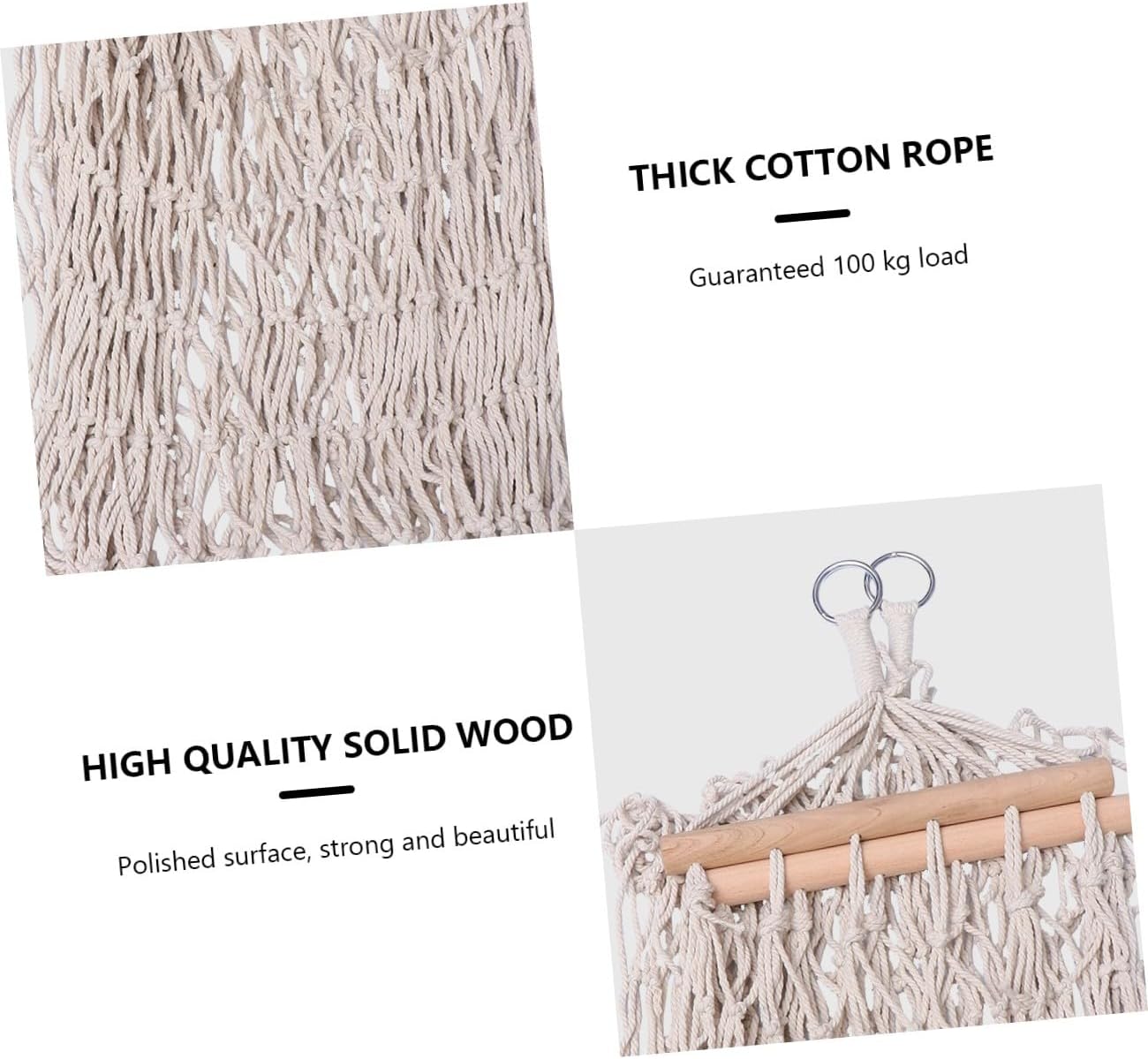 Vaguelly Single Cotton Mesh Hammock Swing with Wood Stick, Heavy-Duty Outdoor Leisure Sleeping Bed for Camping and Indoor Relaxation, Portable Hammock with Rope and Carry Bag