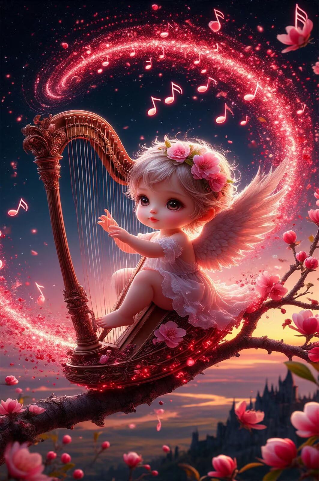 Puzzle 1500 Pezzi per Adulti Musica Dell'Angelo Fiori, Puzzle Classici 87x57cm, Relax e Riduzione dello Stress, Decorazione Murale Unica