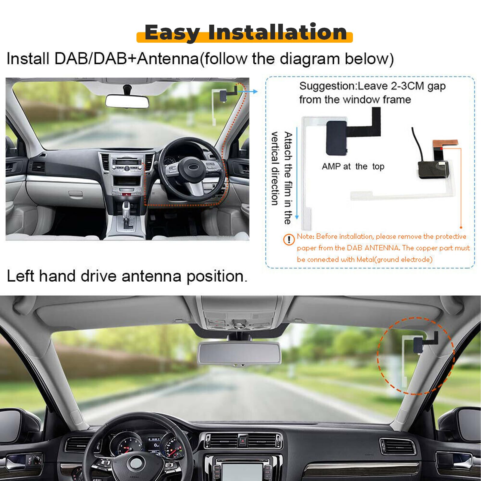 Inefala DAB Dab+ adapter do radia samochodowego kolorowy wyświetlacz LCD 2,8 cala z zestawem głośnomówiącym Bluetooth, nadajnik Dab, nadajnik FM, wejście i wyjście AUX, karta muzyczna TF, ładowarka
