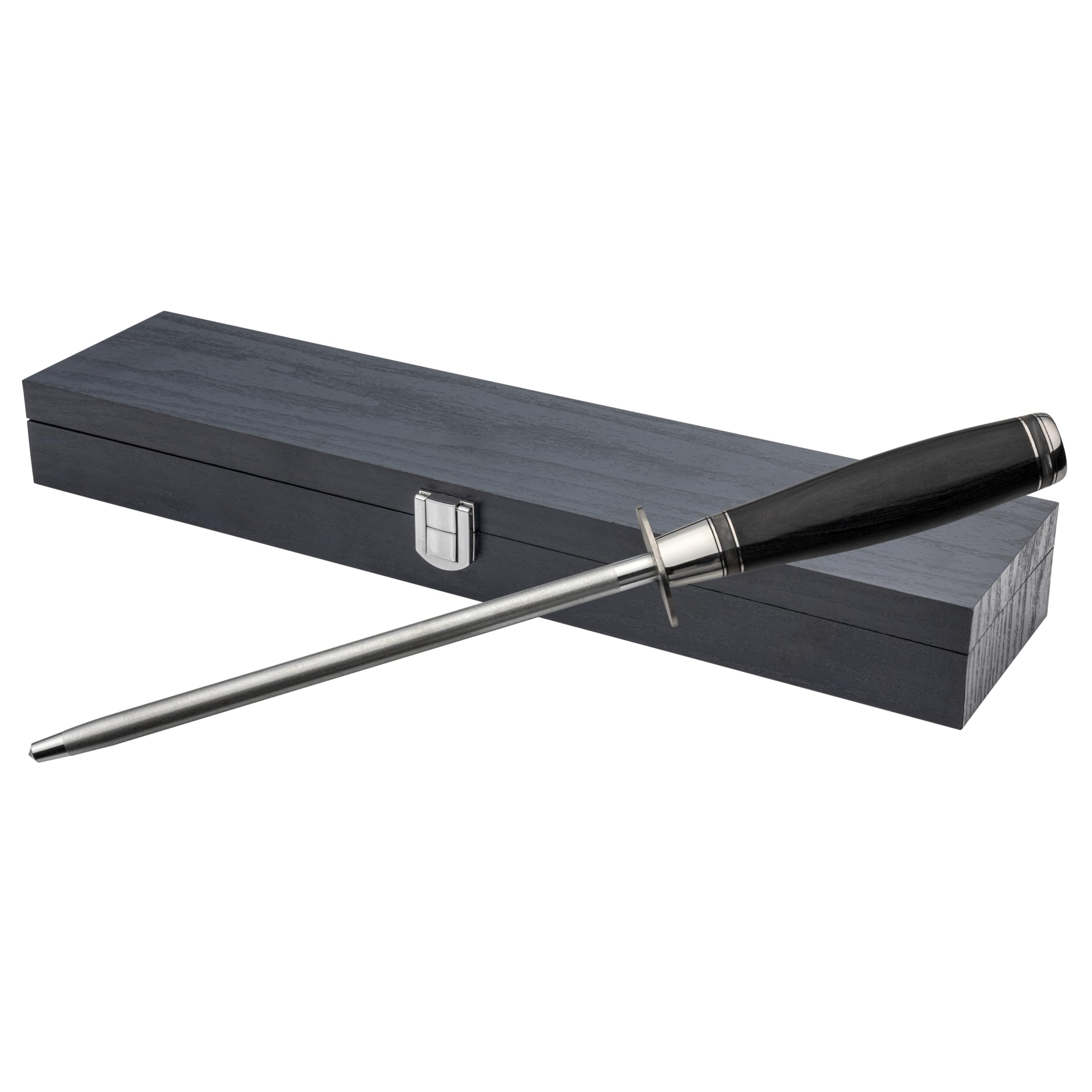 Katana Saya Pakkawood 20cm Diamond Knife Sharpening Rod, Black Pakkawood Handle, Knife Sharpener. Honing Rod