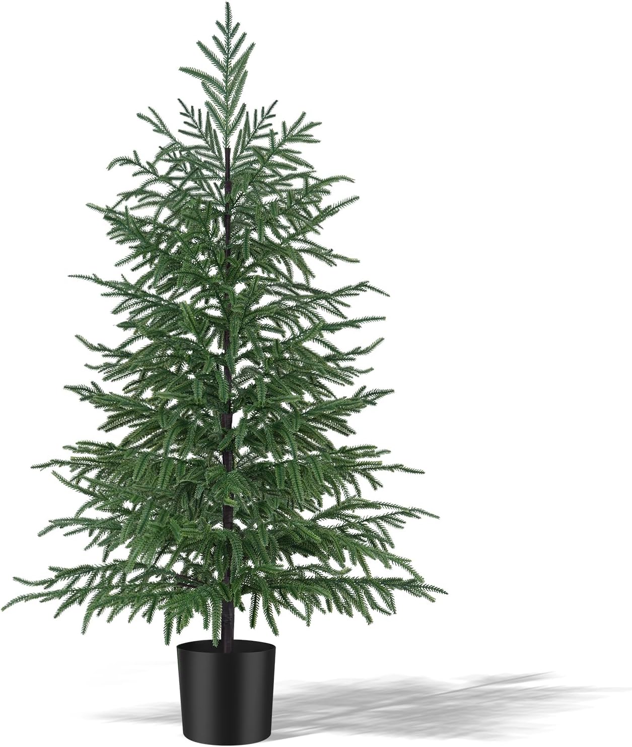 4FT Artificial Norfolk Pine Tree, Realistic UV Rated Shrubs Fake Potted Plants, Faux Bushes for Christmas Decorations Outdoor Indoor Home Front Porch Decor