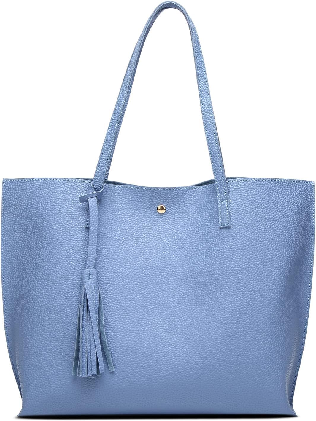 KRIFTY Women Large Tote Bag - Tassels Faux Leather Shoulder Handbags, Fashion Ladies Purses Satchel Messenger Bags (Blue) (B0CTTYRRWY) Amazon Price History, Amazon Price Tracker