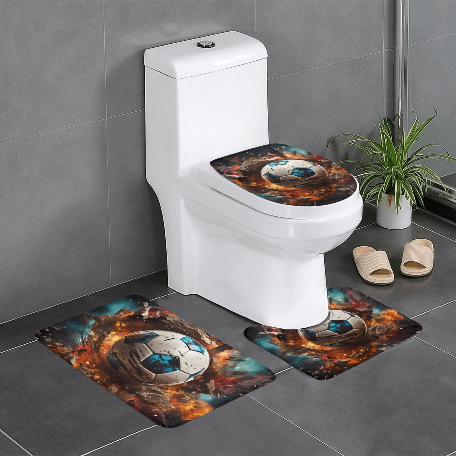 Tapis de salle de bain antidérapant football Firecracker lot de 3 absorbants