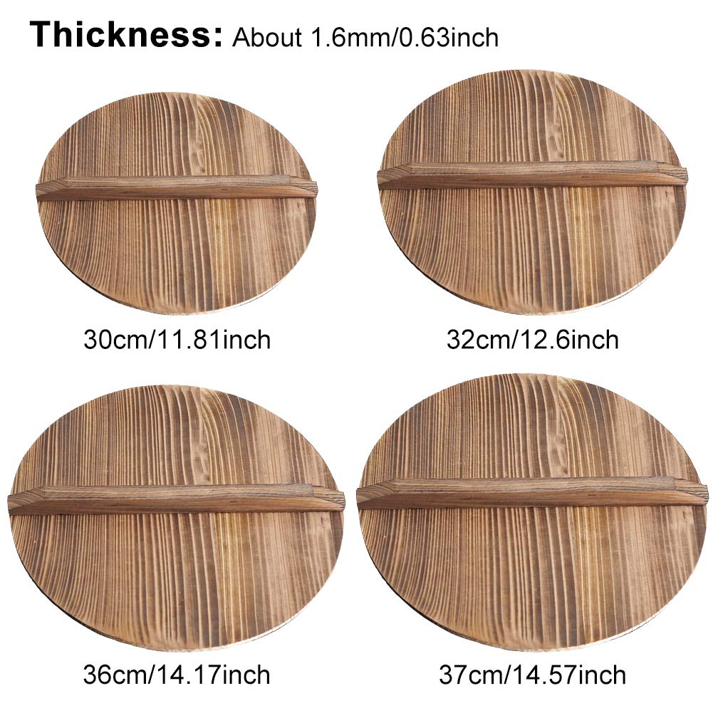 Houten Pot Cover Pan Deksel Met Groot Handvat Anti-Hot Anti-Spillover Hypotenusa Cover Wok Houten Pan Deksel Kookgerei Onderdelen (Diameter: 30CM