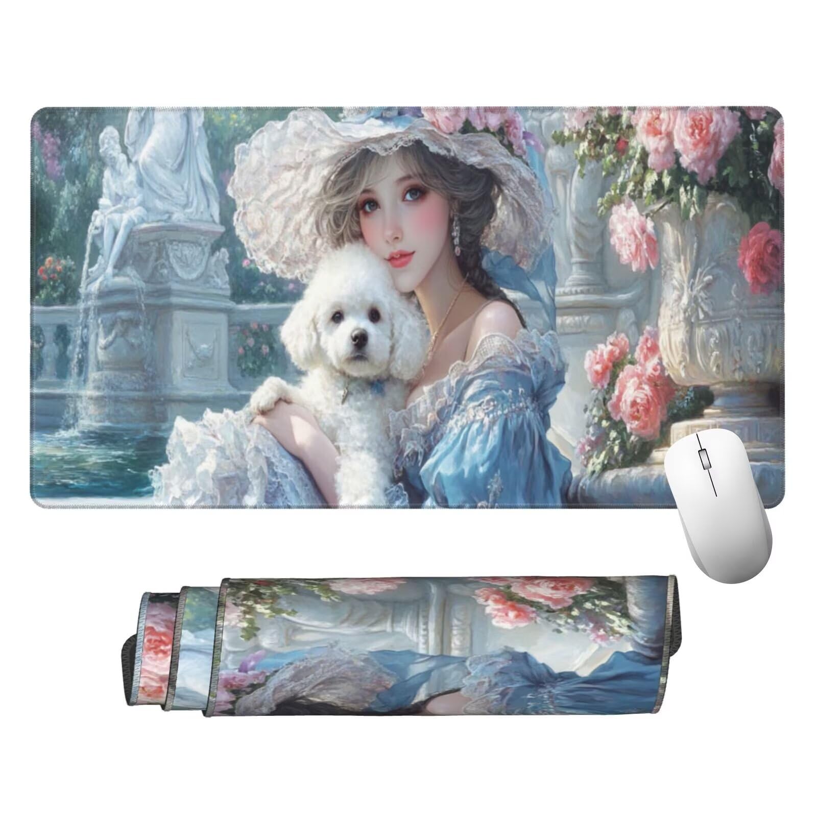 Księżniczka XXL Podkładka na biurko dla psa 1600 x 800 x 3 mm zmywalna mata biurkowa do gier, biurko pod biurko z antypoślizgową gumową podstawą dla graczy, personel biurowy Y1479