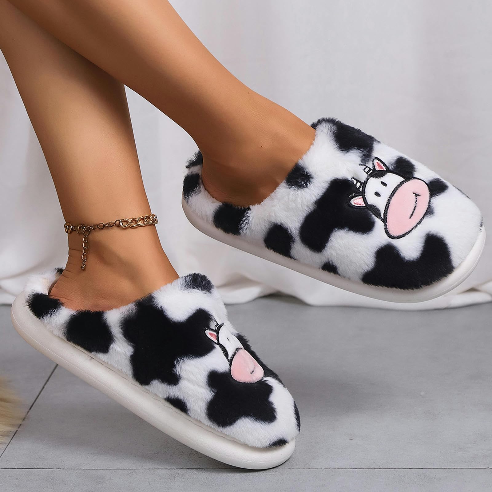 Pantofole Pantofole di Cotone per Studenti Scarpe in Pelliccia Calda Non Slip Interno-bianco-40 41