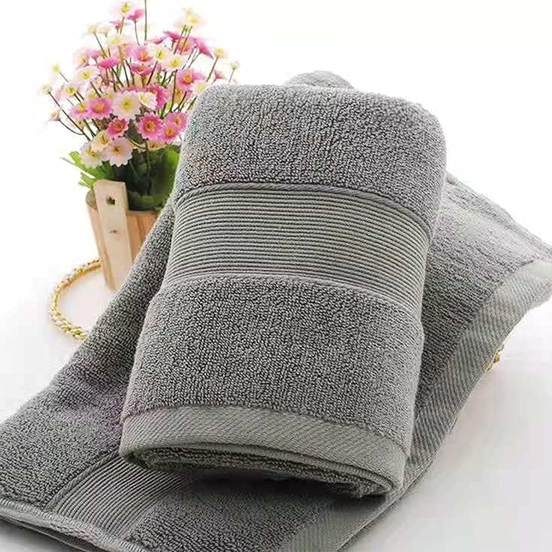 Bathroom Hand Towels, 100% Cotton Thick Face Towel Set, Super Soft and Absorbent for Home,Hotel & Spa Quality Bath Hand Towels(3 Pack ,13 x 29 Inch) (Yellow Green Gray)