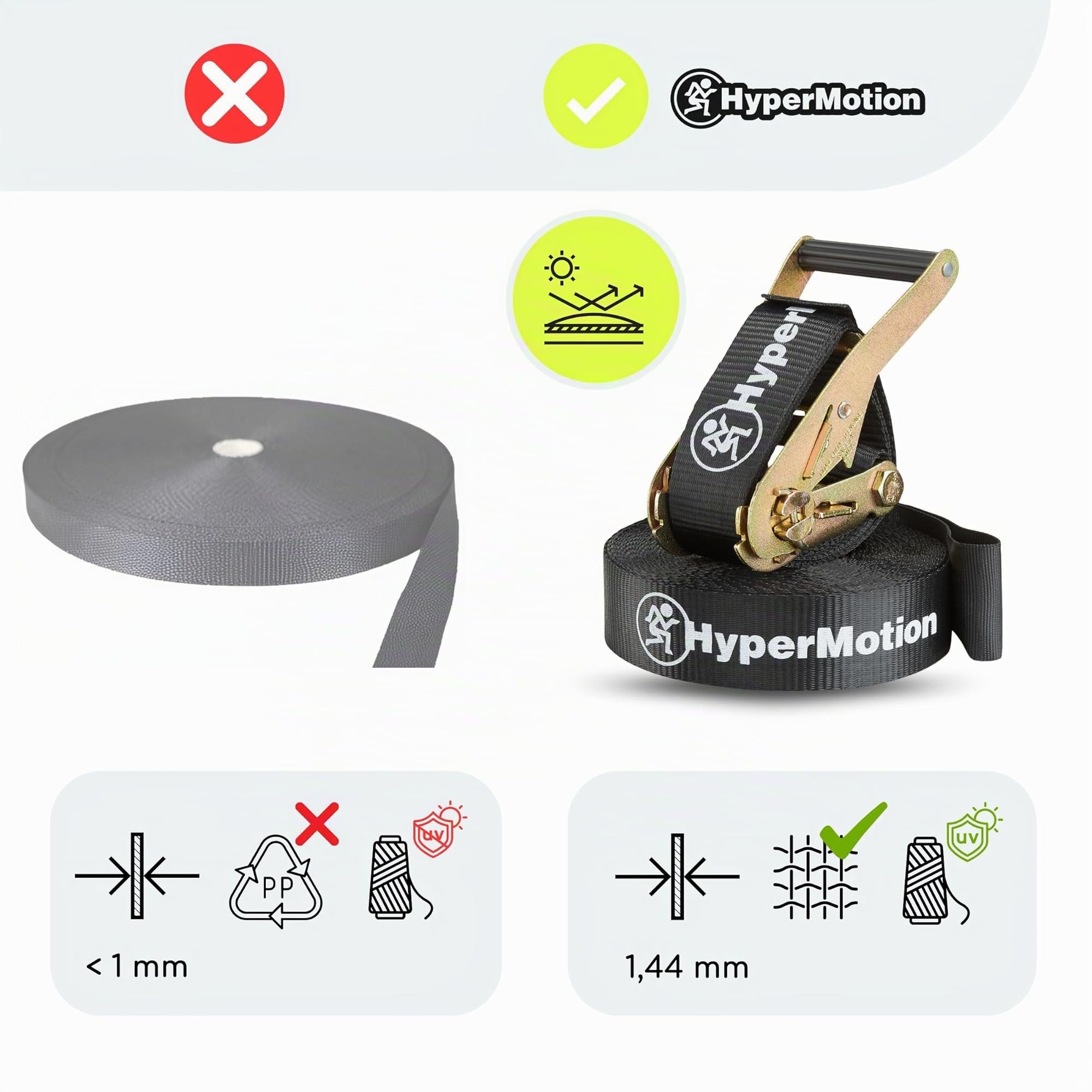 HyperMotion Set de Obstáculos para Niños Ninja con 9 herramientas - Kit Slackline con ruedas, varillas y escalera para entrenamiento - Resistente hasta 113 kg - Equipo de jardín para la familia
