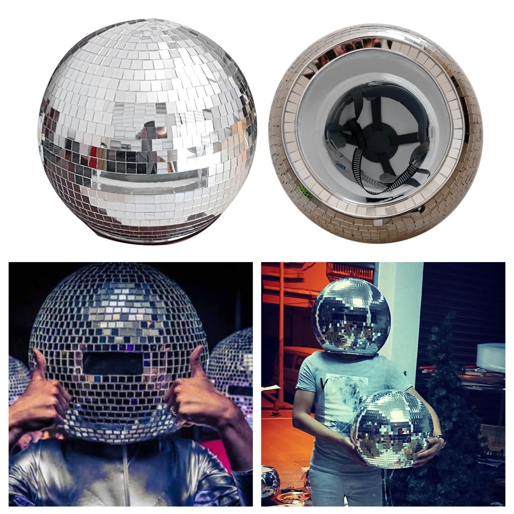 Casque de boule discothèque en verre réfléchissant pour fêtes de danse