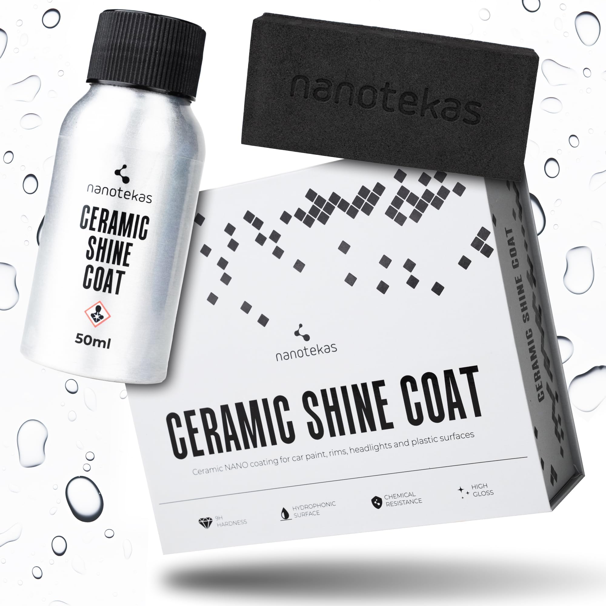 NanotekasShine Coat Car Care Ceramic Coat, ceramic coating for car paint protection 9H hardness, super hydrophobic effect, easy clean, anti-scratch.