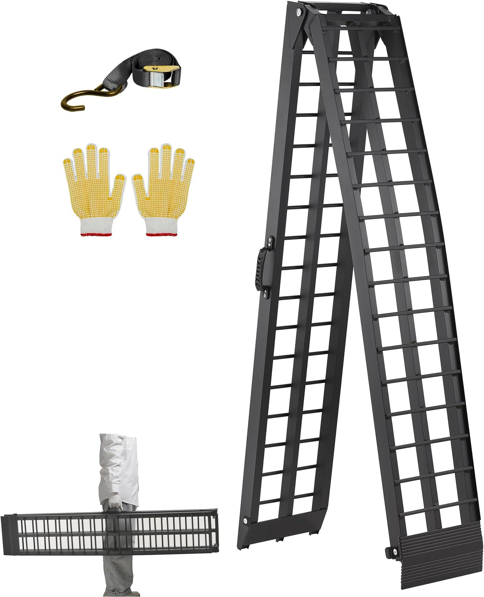 LEMNISCATE Motorcycle Ramp, 10FT Foldable Loading Ramps for Pickup Trucks, Aluminum ramps with Locking Buckle & Handle, Truck Ramps for Motorcycles, Dirt Bikes, ATV, 120"x11.6", 600 Lbs Capacity, 1PC
