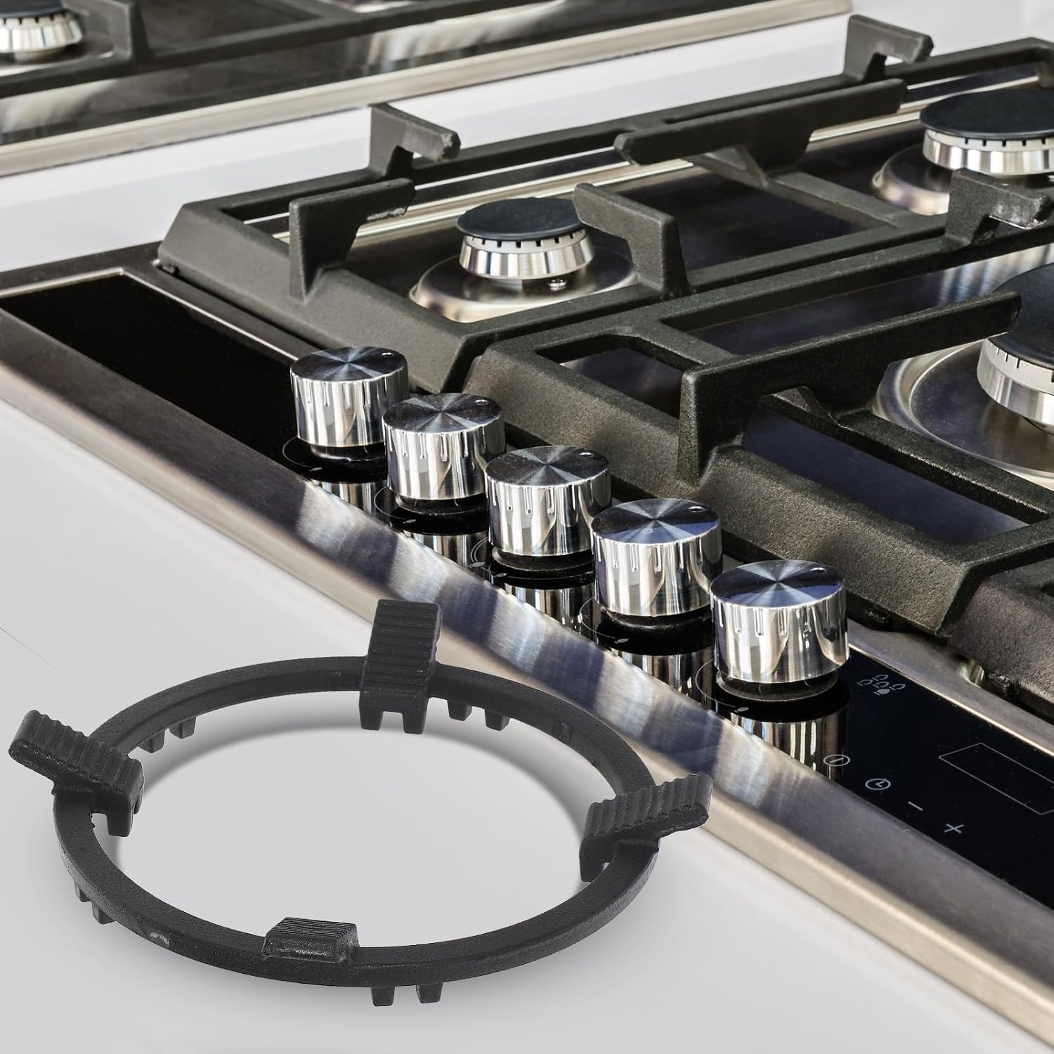 Black Iron Gas Stove Wok Holder Four Prongs, Non Slip Support