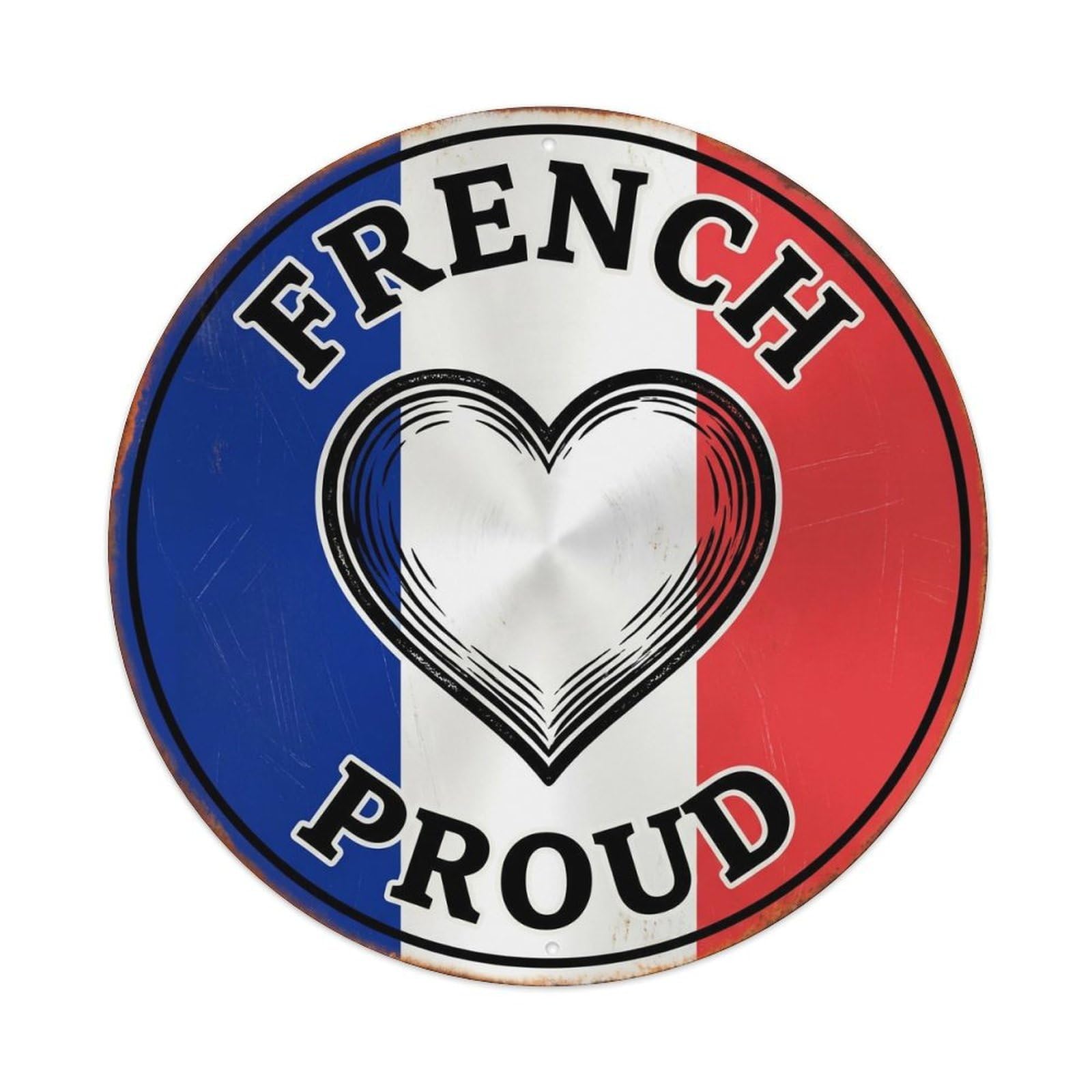 Olhnbad Style French Proud Heart Heraldry Heritage Emblem Metal Tin Sign