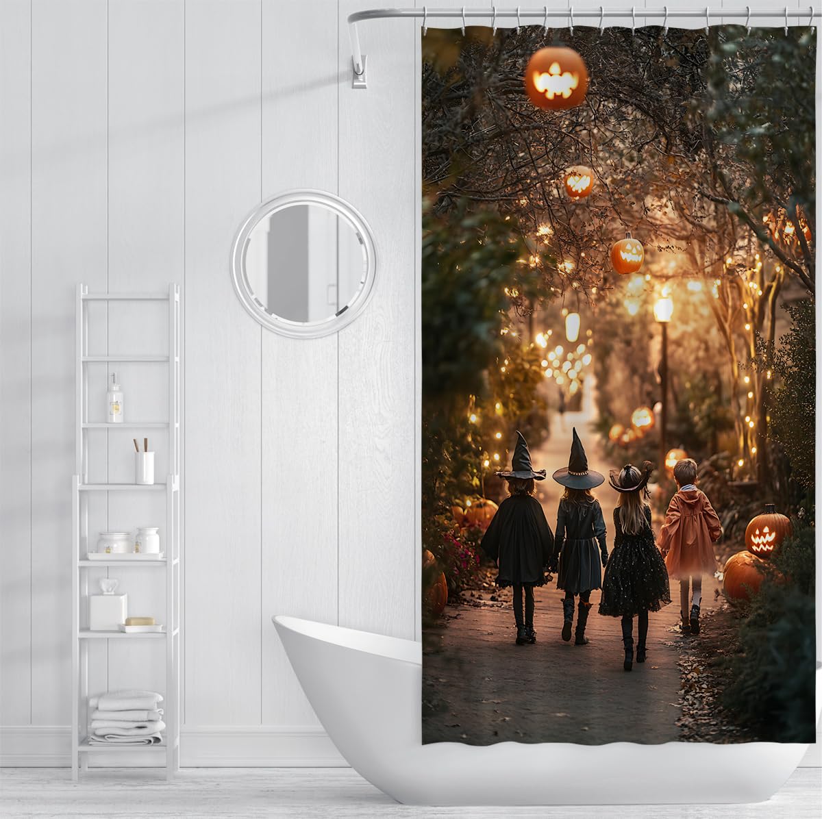 Tende Doccia Bambini Zucca Halloween Notte Spettrale 200x200cm