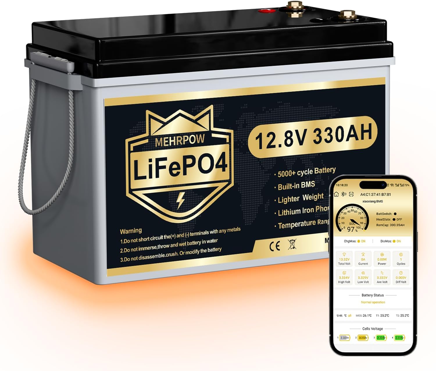 Mehrpow 12V 330Ah LiFePO4 – Selbstaufheizung & Bluetooth