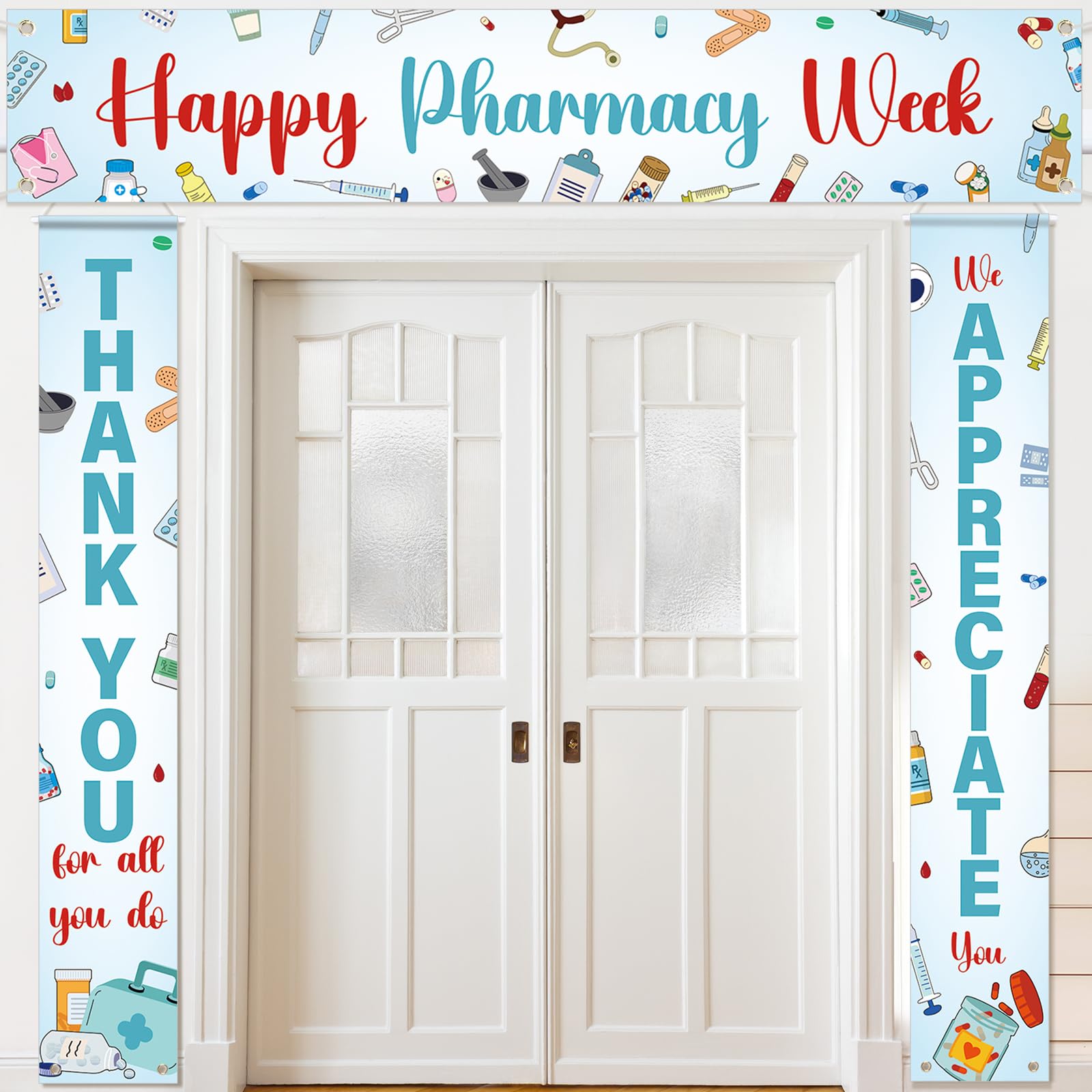 Tingjoo 3 Pcs Pharmacy Week Banner Thank You Wall Decor for Pharmacist