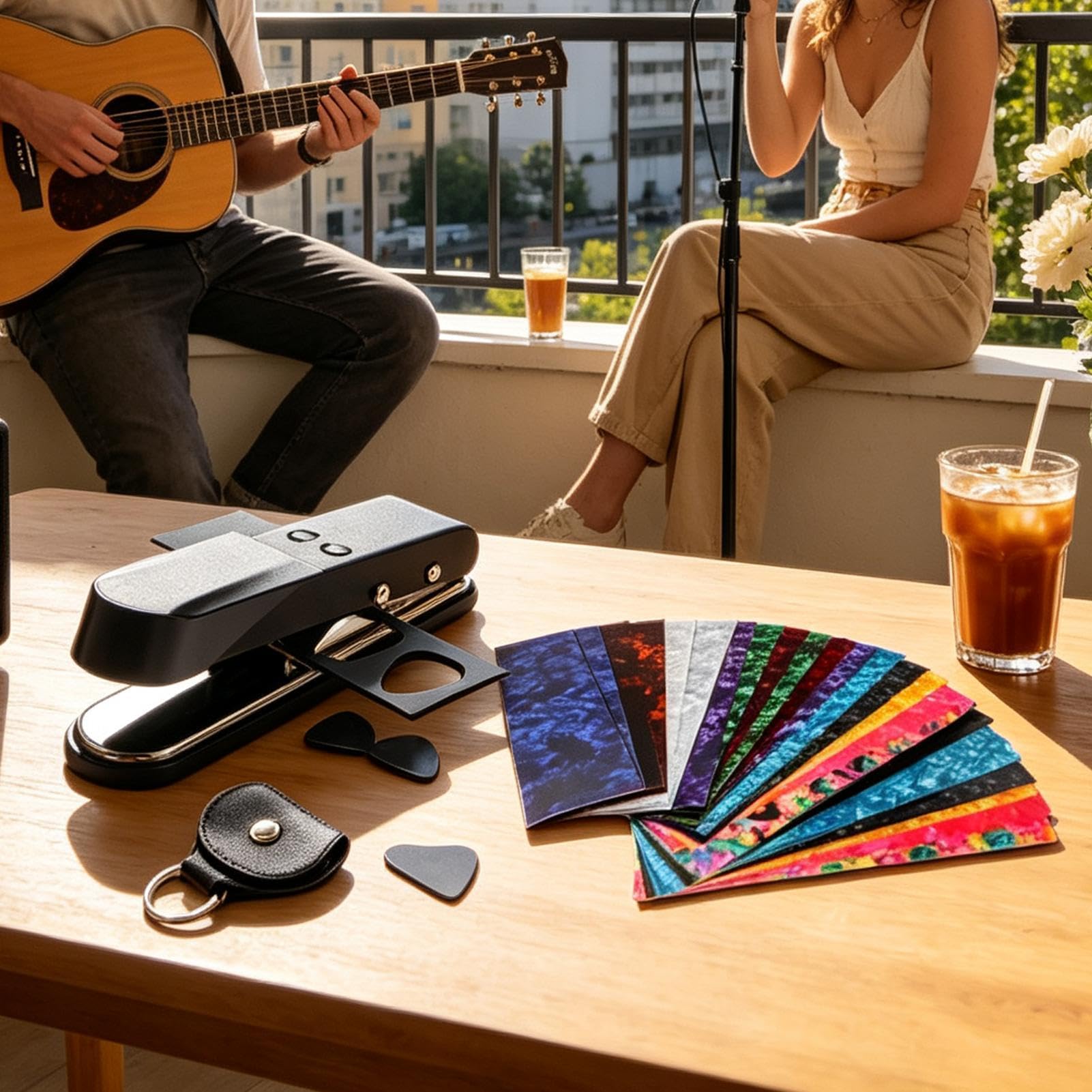 Médiator Guitare DIY Outil Portable avec 25 Bandes et Support