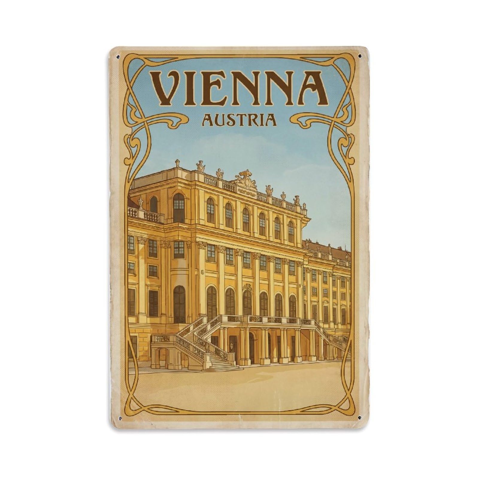 Vintage Travel Austria Vienna Metal Tin Sign