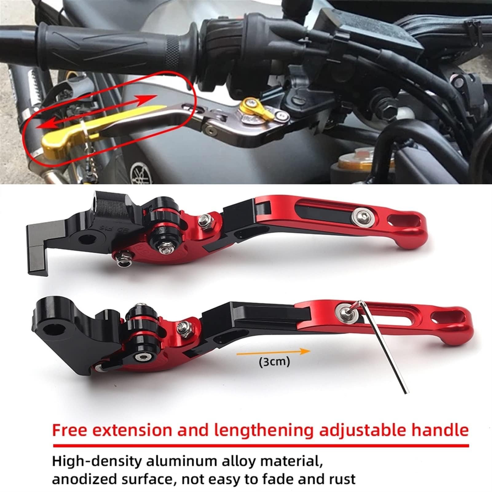 Leviers de Frein et d'embrayage Moto pour Suzuki GSF 650 S/N Bandit 2007-2015, Pliable et Beau Moto Frein Embrayage Poignée Kit,C